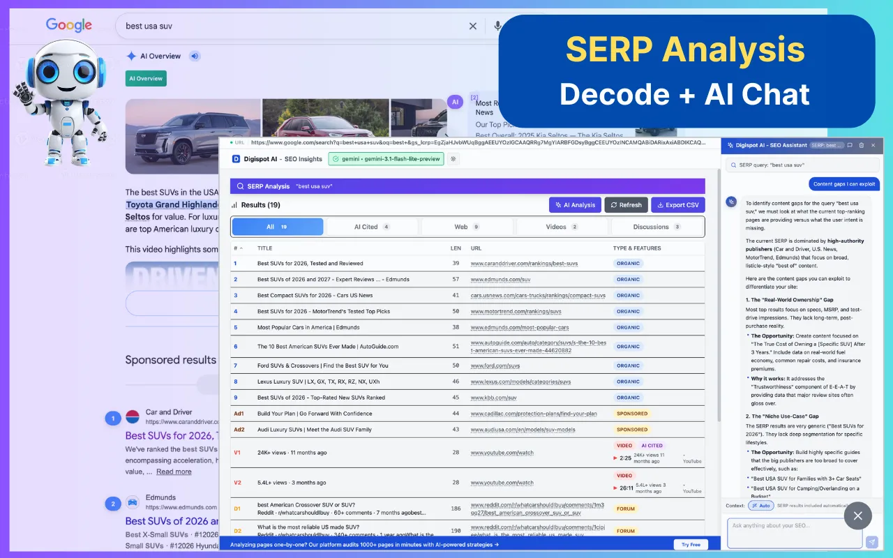 SERP Intelligence with AI Chat — Web, Local & AI Results